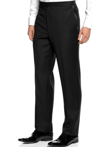 Men's Black Pleated Adjustable Tuxedo Pants by Broadway Tuxmakers New