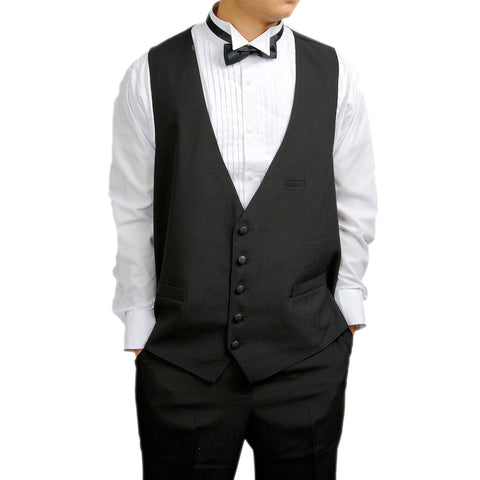 Mens 5 Button Black Tuxedo Vest