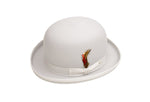 Men's 100% Wool White Derby Bowler Hat By Capas