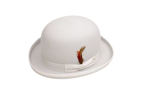 Men's 100% Wool White Derby Bowler Hat