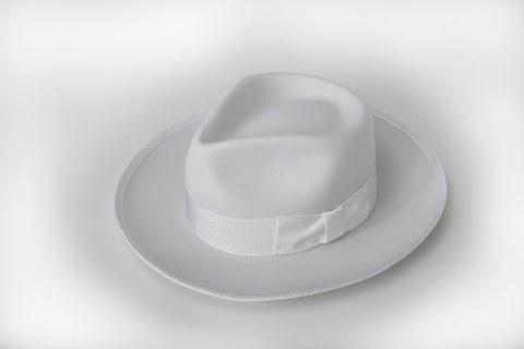 Men's 100% Wool White Zoot Fedora Style Hat